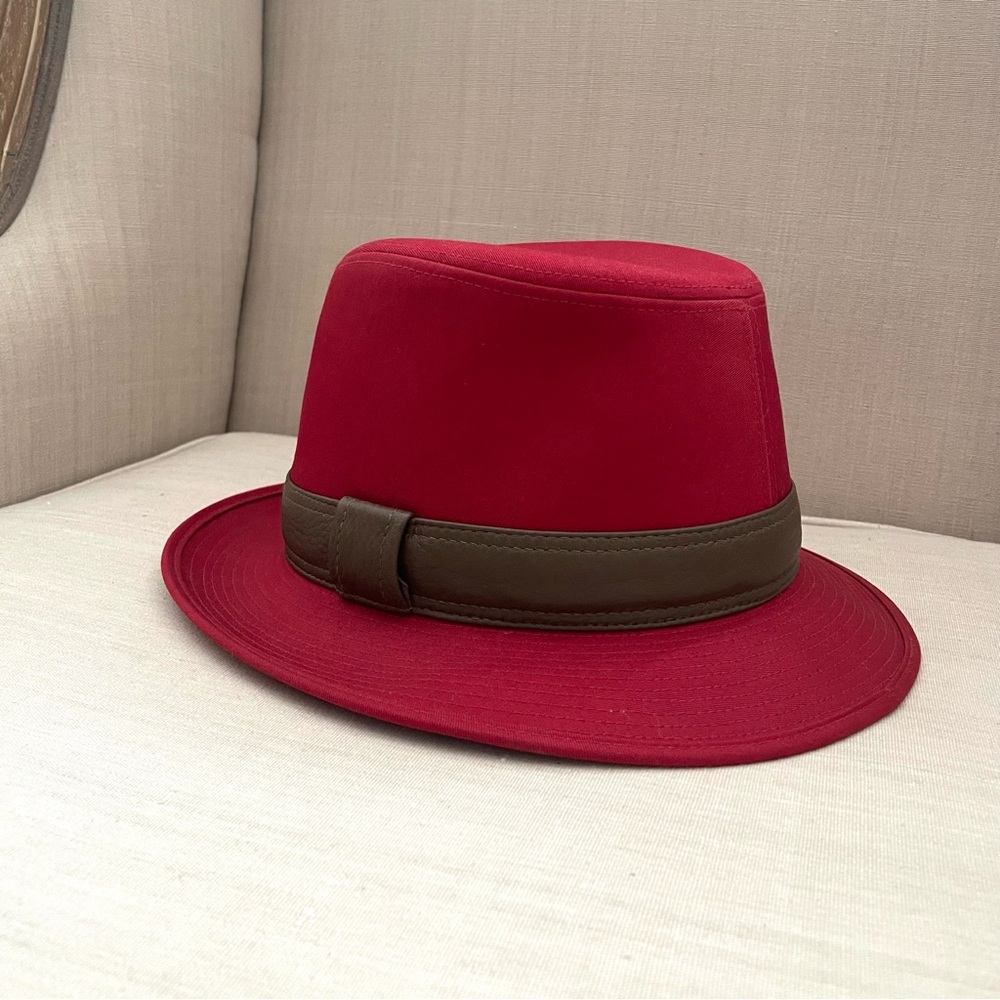 ❤️ Auth HERMES Fedora Hat Dark Brown Trim Unisex Men Women Size 57